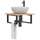 Bathroom wall shelf steel and solid acacia wood