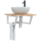 Bathroom wall shelf steel and solid acacia wood