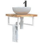 Bathroom Wall Shelf Steel And Solid Acacia Wood 1