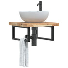 Bathroom Wall Shelf Steel And Solid Acacia Wood 1
