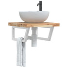 Bathroom Wall Shelf Steel And Solid Acacia Wood 1