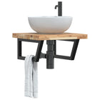 Bathroom Wall Shelf Steel And Solid Acacia Wood 1