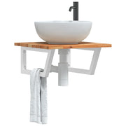 Badkamer wandschap staal acaciahout 60x25x15 cm