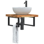 Bathroom wall shelf steel and solid acacia wood