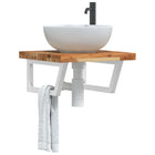 Bathroom wall shelf steel and solid acacia wood
