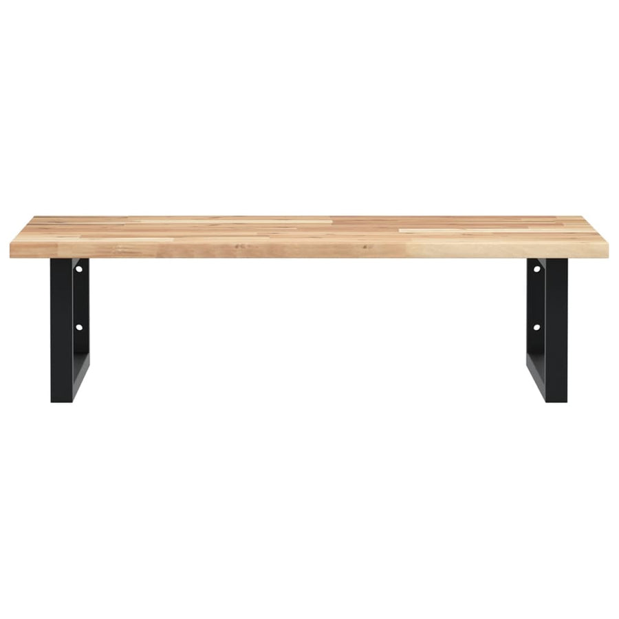 Badkamer Wandschap Staal En Massief Acaciahout 1 80 x 50 x 2 cm Bruin en zwart