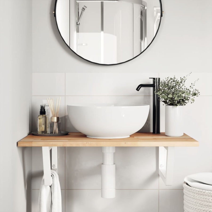 Badkamer Wandschap Staal En Massief Acaciahout 1
