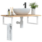 Bathroom Wall Shelf Steel And Solid Acacia Wood 1
