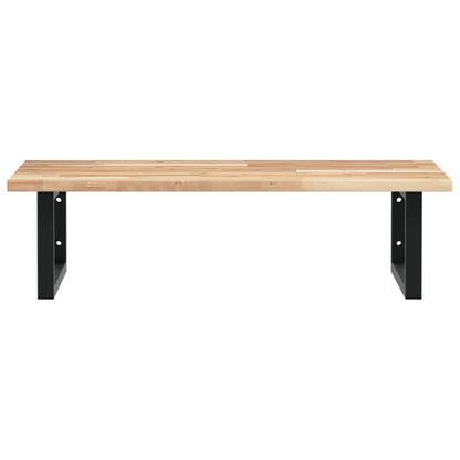 Badkamer Wandschap Staal En Massief Acaciahout 1 100 x 50 x 2 cm Bruin en zwart