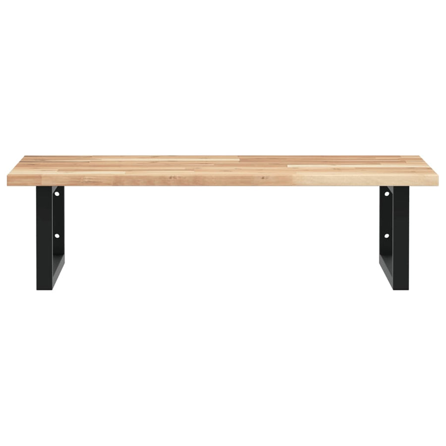 Badkamer Wandschap Staal En Massief Acaciahout 1 100 x 50 x 2 cm Bruin en zwart