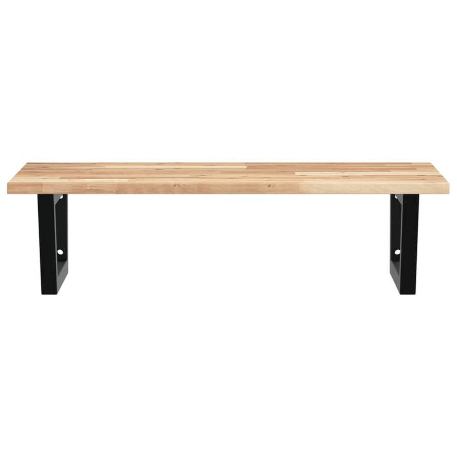 Badkamer wandschap staal en massief acaciahout