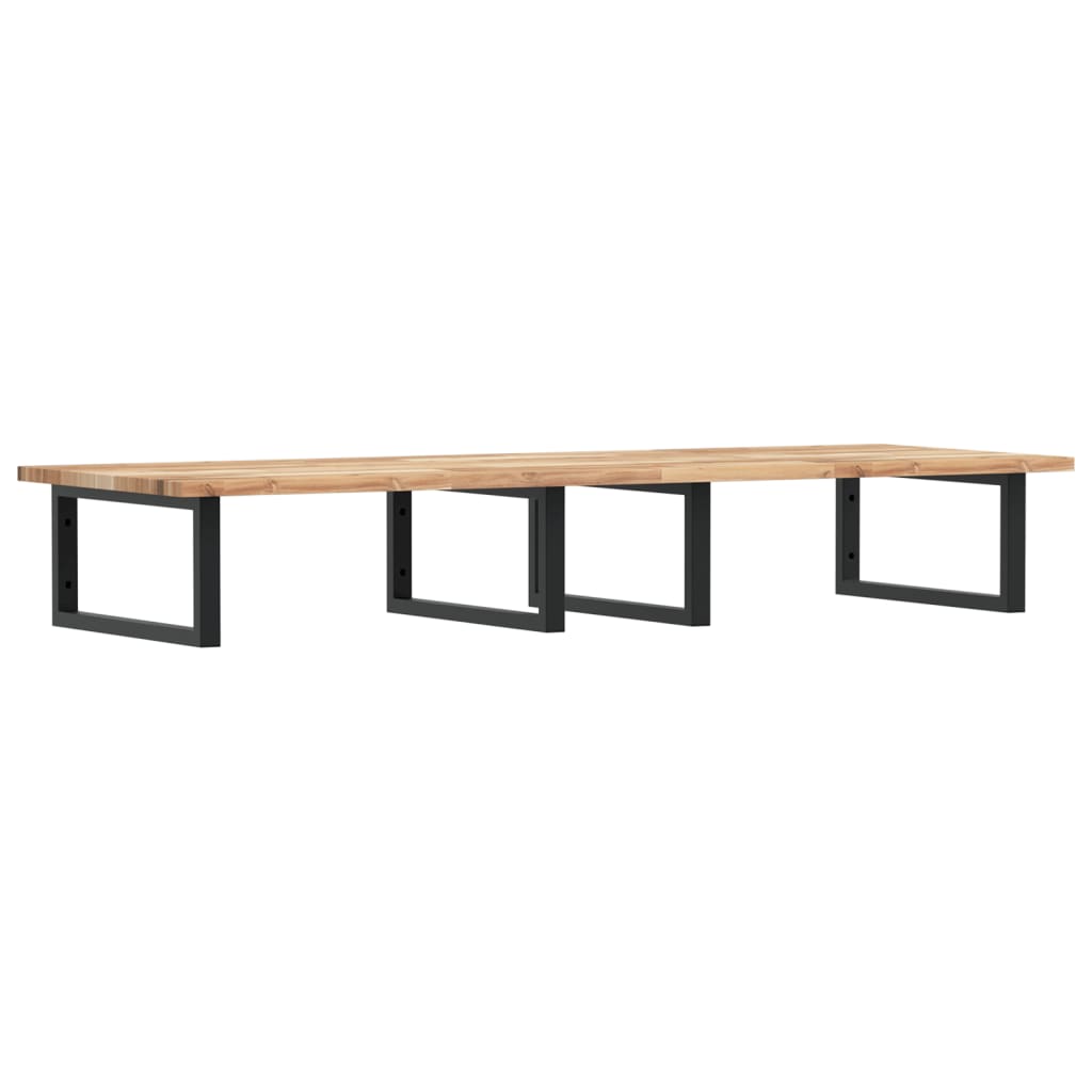 Badkamer Wandschap Staal En Massief Acaciahout 1 120 x 50 x 2 cm Bruin en zwart