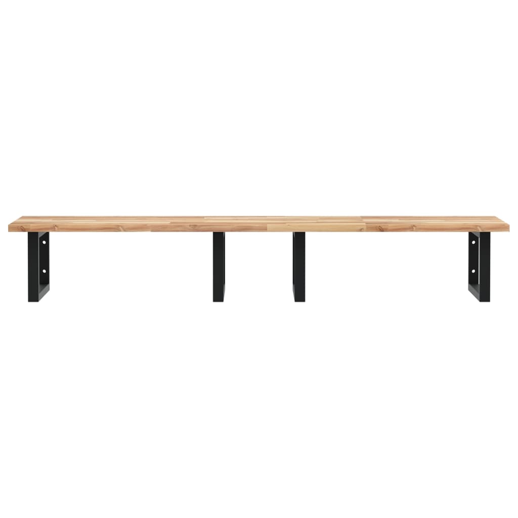 Badkamer Wandschap Staal En Massief Acaciahout 1 120 x 50 x 2 cm Bruin en zwart