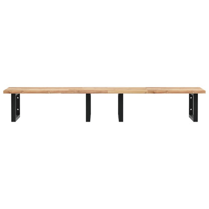 Badkamer Wandschap Staal En Massief Acaciahout 1 120 x 50 x 2 cm Bruin en zwart