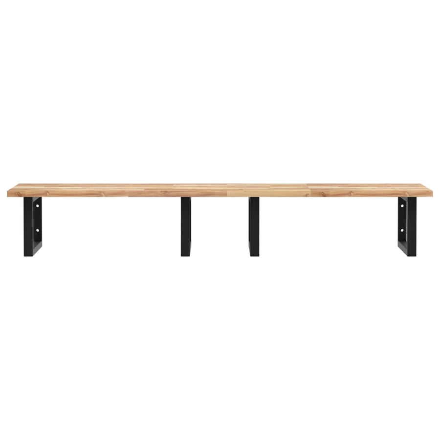 Badkamer Wandschap Staal En Massief Acaciahout 1 120 x 50 x 2 cm Bruin en zwart