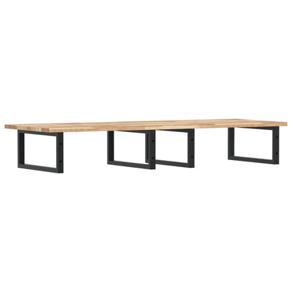 Badkamer Wandschap Staal En Massief Acaciahout 1 120 x 50 x 2 cm Bruin en zwart