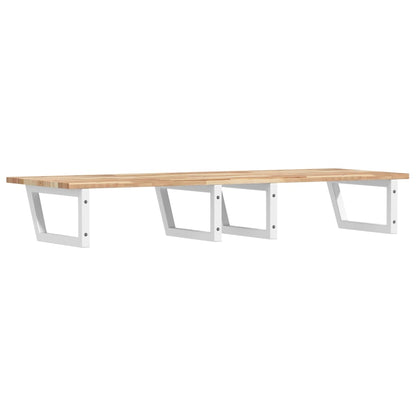 Badkamer Wandschap Staal En Massief Acaciahout 1 120 x 50 x 2 cm Bruin en wit