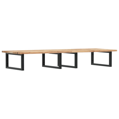 Badkamer Wandschap Staal En Massief Acaciahout 1 140 x 50 x 2 cm Bruin en zwart