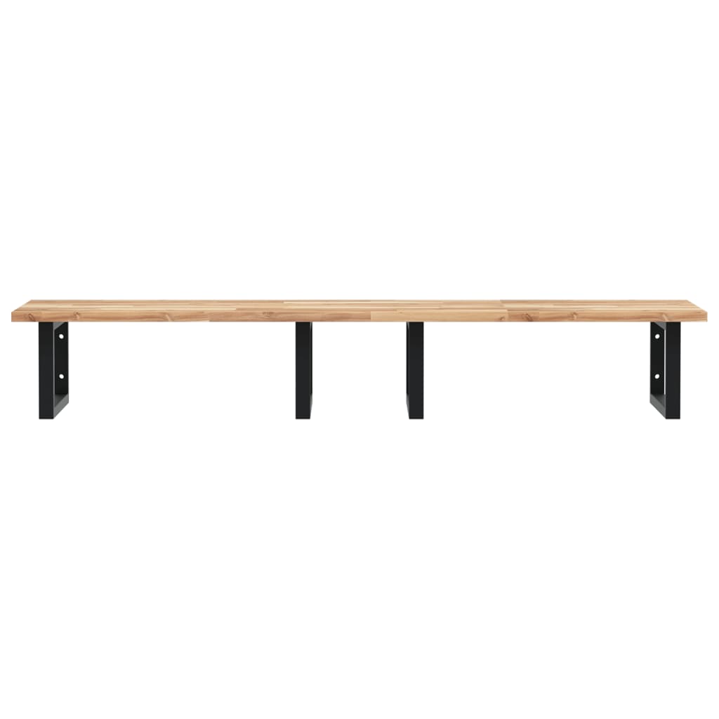 Badkamer Wandschap Staal En Massief Acaciahout 1 140 x 50 x 2 cm Bruin en zwart