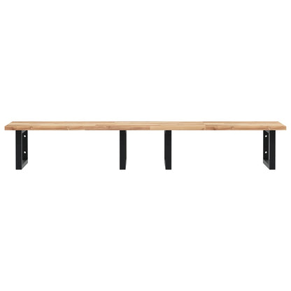 Badkamer Wandschap Staal En Massief Acaciahout 1 140 x 50 x 2 cm Bruin en zwart