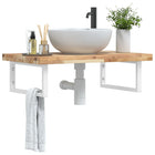 Bathroom Wall Shelf Steel And Solid Acacia Wood 1