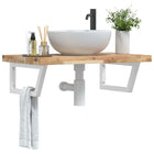 Bathroom wall shelf steel and solid acacia wood