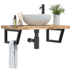 Bathroom wall shelf steel and solid acacia wood