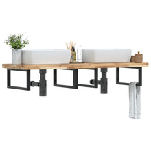 Badkamer Wandschap Staal En Massief Acaciahout 1 120 x 50 x 4 cm Bruin en zwart