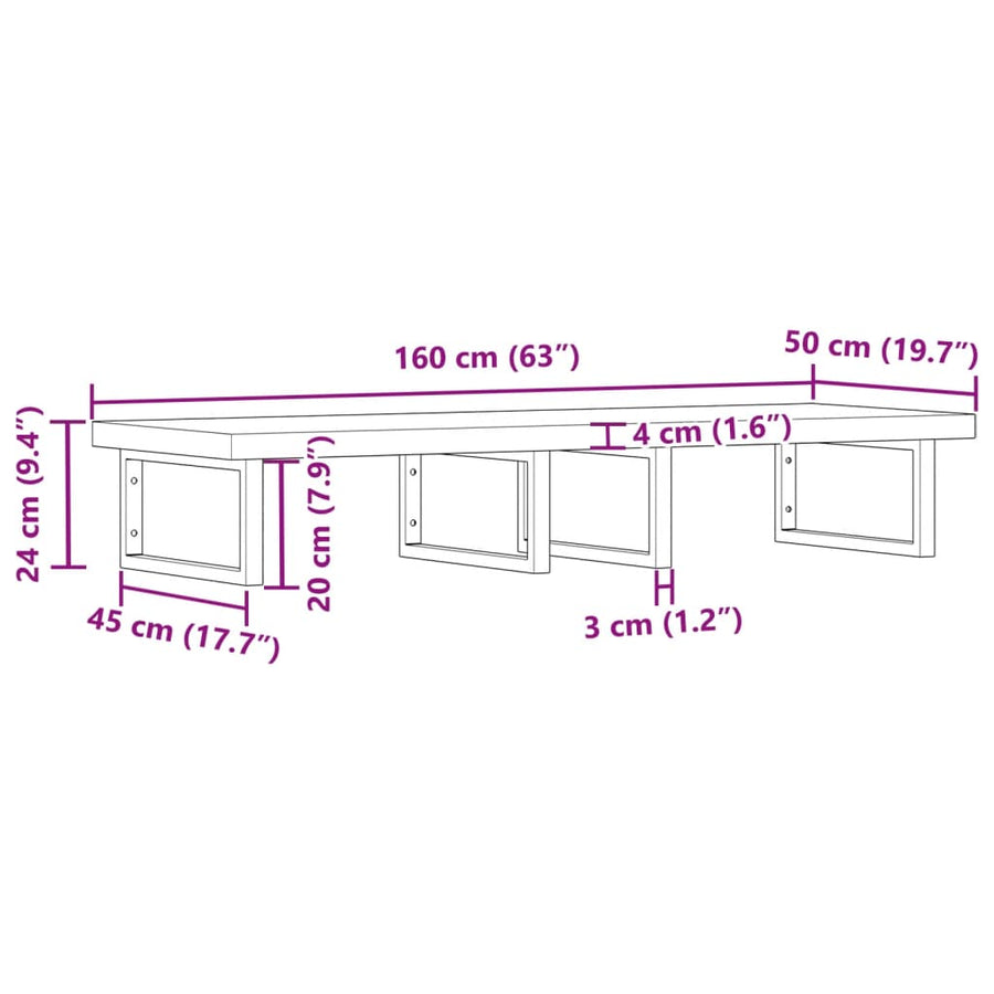 Badkamer wandschap staal en massief acaciahout