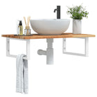 Bathroom Wall Shelf Steel And Solid Acacia Wood 1