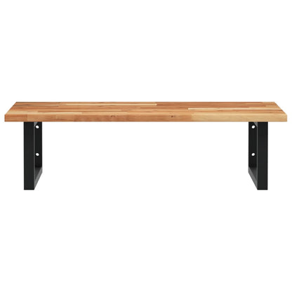 Badkamer Wandschap Staal En Massief Acaciahout 1 60 x 50 x 2 cm Donkerbruin en zwart
