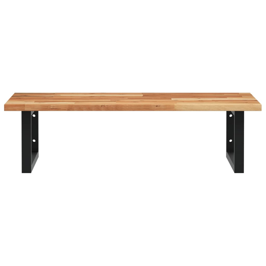Badkamer Wandschap Staal En Massief Acaciahout 1 60 x 50 x 2 cm Donkerbruin en zwart