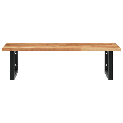Badkamer Wandschap Staal En Massief Acaciahout 1 100 x 50 x 2 cm Donkerbruin en zwart