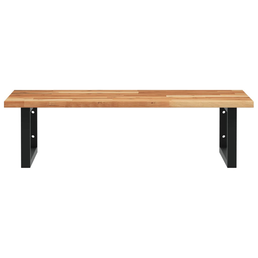 Badkamer Wandschap Staal En Massief Acaciahout 1 100 x 50 x 2 cm Donkerbruin en zwart