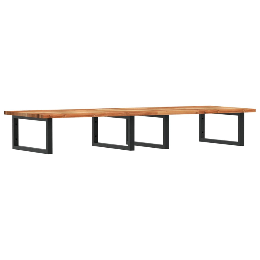 Badkamer Wandschap Staal En Massief Acaciahout 1 120 x 50 x 2 cm Donkerbruin en zwart