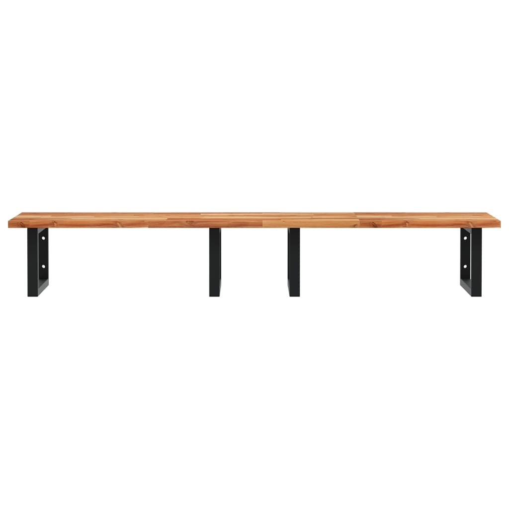 Badkamer Wandschap Staal En Massief Acaciahout 1 120 x 50 x 2 cm Donkerbruin en zwart