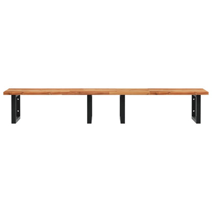 Badkamer Wandschap Staal En Massief Acaciahout 1 120 x 50 x 2 cm Donkerbruin en zwart
