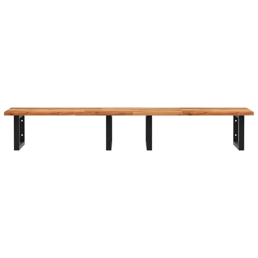 Badkamer Wandschap Staal En Massief Acaciahout 1 120 x 50 x 2 cm Donkerbruin en zwart