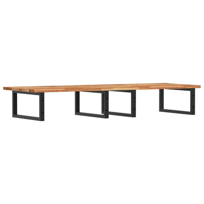Badkamer Wandschap Staal En Massief Acaciahout 1 120 x 50 x 2 cm Donkerbruin en zwart