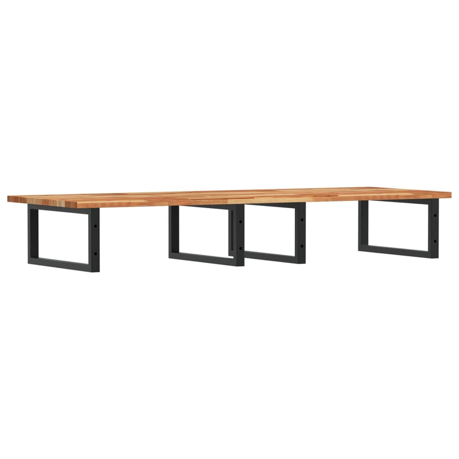 Badkamer Wandschap Staal En Massief Acaciahout 1 120 x 50 x 2 cm Donkerbruin en zwart