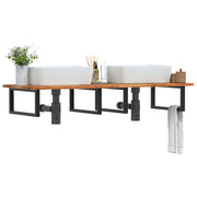 Badkamer wandschap staal massief acaciahout 120x50x2 cm