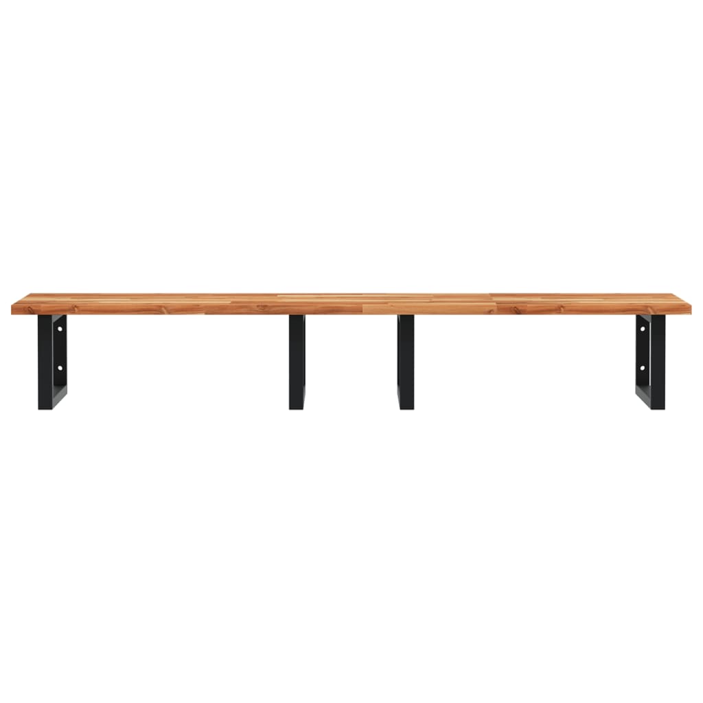 Badkamer Wandschap Staal En Massief Acaciahout 1 140 x 50 x 2 cm Donkerbruin en zwart