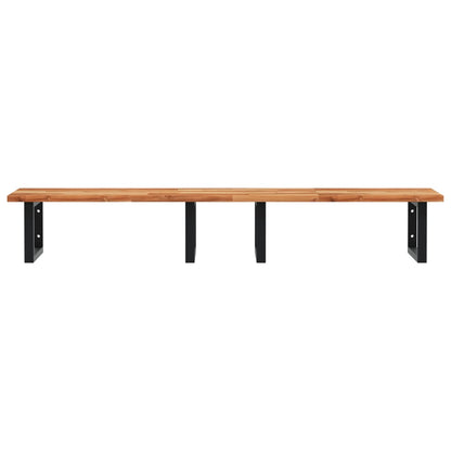 Badkamer Wandschap Staal En Massief Acaciahout 1 140 x 50 x 2 cm Donkerbruin en zwart