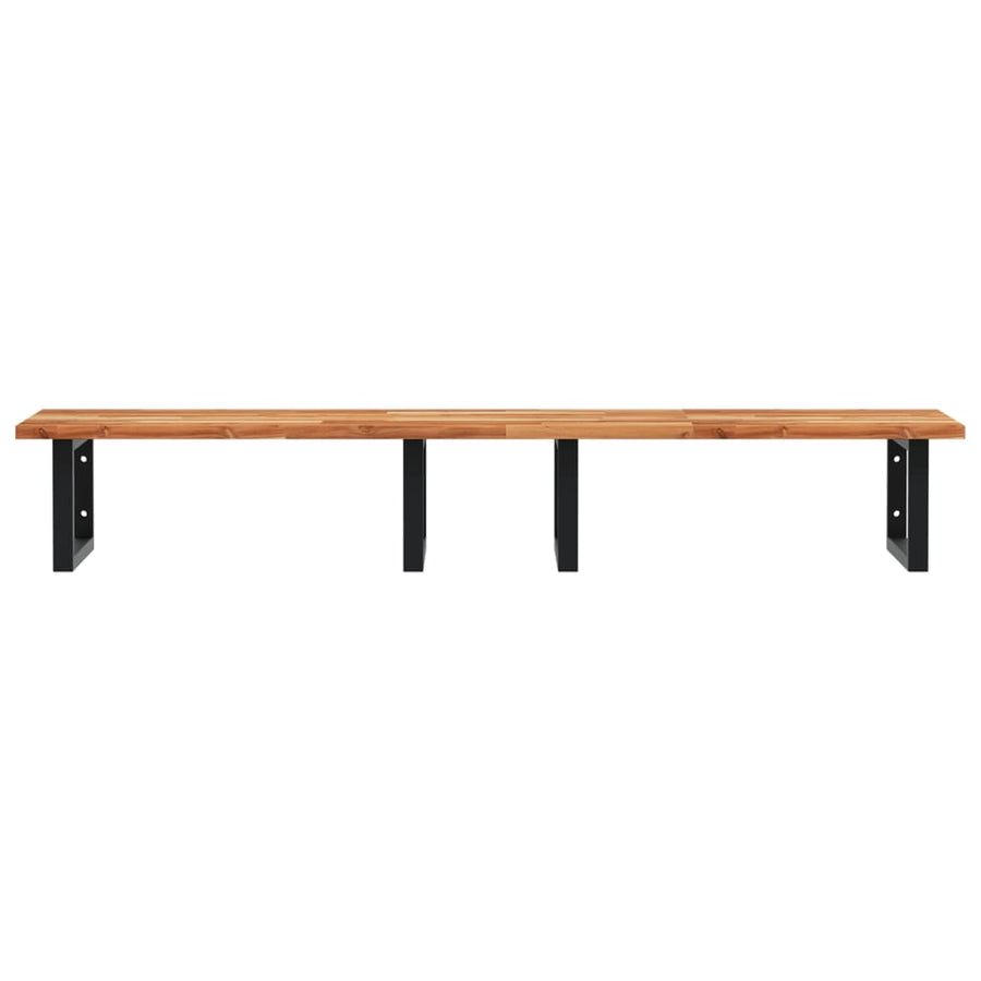 Badkamer Wandschap Staal En Massief Acaciahout 1 140 x 50 x 2 cm Donkerbruin en zwart