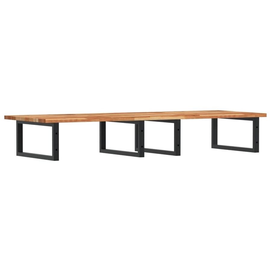 Badkamer Wandschap Staal En Massief Acaciahout 1 140 x 50 x 2 cm Donkerbruin en zwart