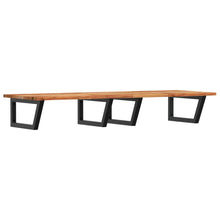 Badkamer Wandschap Staal En Massief Acaciahout 1 140 x 50 x 2 cm Donkerbruin en zwart