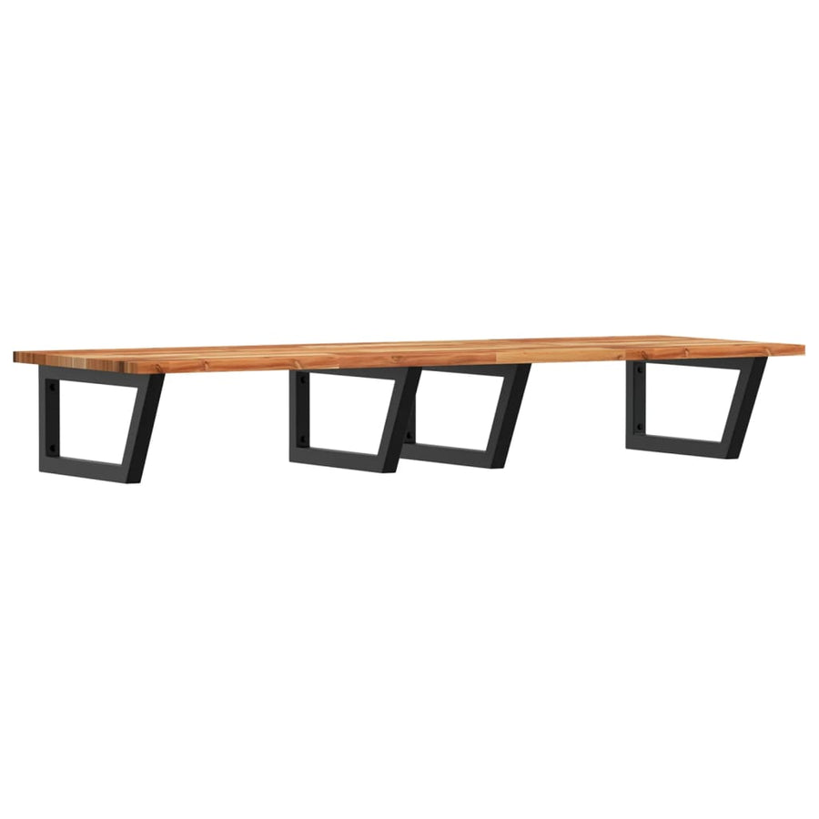 Badkamer Wandschap Staal En Massief Acaciahout 1 140 x 50 x 2 cm Donkerbruin en zwart