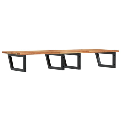 Badkamer Wandschap Staal En Massief Acaciahout 1 140 x 50 x 2 cm Donkerbruin en zwart