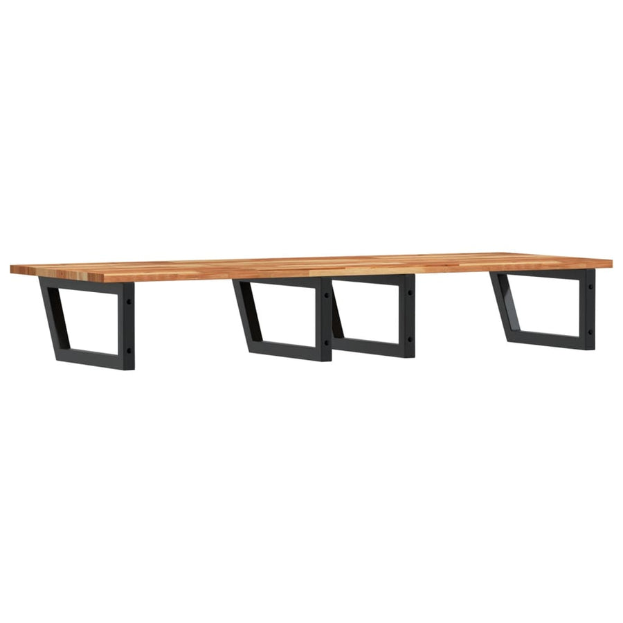 Badkamer Wandschap Staal En Massief Acaciahout 1 140 x 50 x 2 cm Donkerbruin en zwart