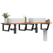 Badkamer wandschap 140x50x2 cm staal massief acaciahout